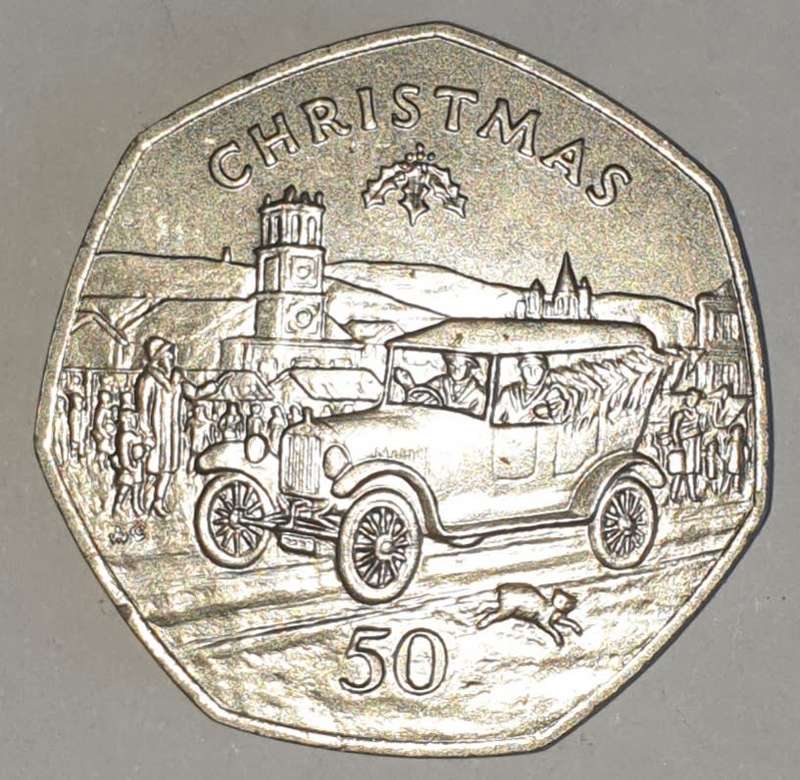 1983 - 50 PENCE - ISLE OF MAN - CHRISTMAS - NON-CIRCULATING COIN - RARE - KM# 107 COPPER-NICKEL